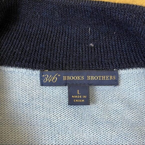 Brooks Brothers Sky Blue Merino Wool Quarter Zip Jacket - Picture 6 of 7